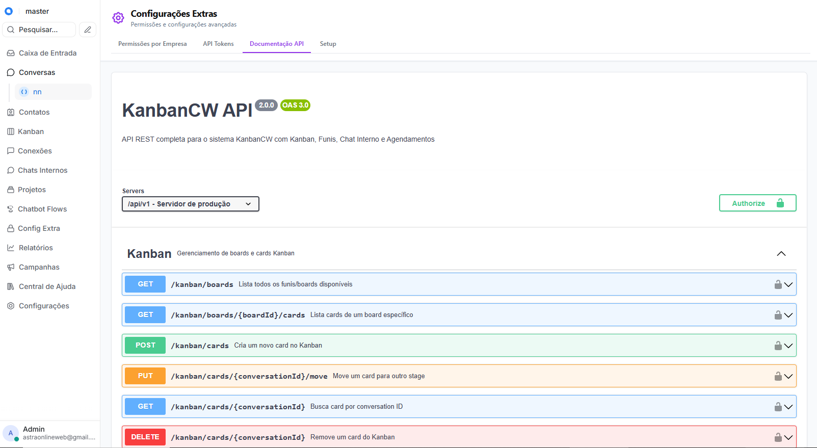 KanbanCW API REST — Documentação Swagger OAS 3.0