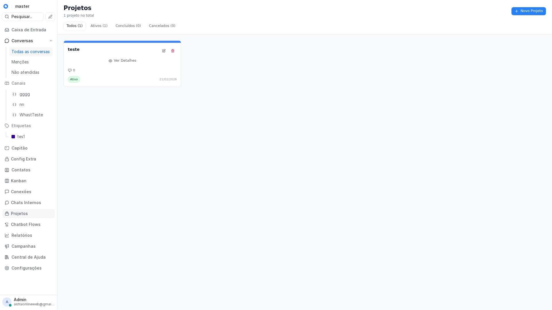 Projetos no Chatwoot