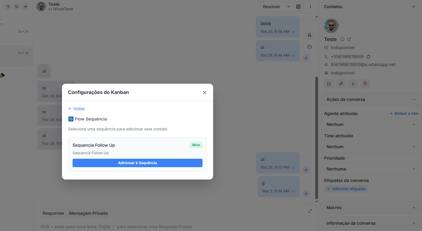 Associar contato à Sequência